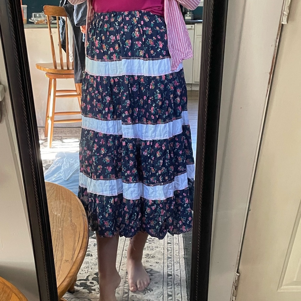 Long floral, frilly shirt